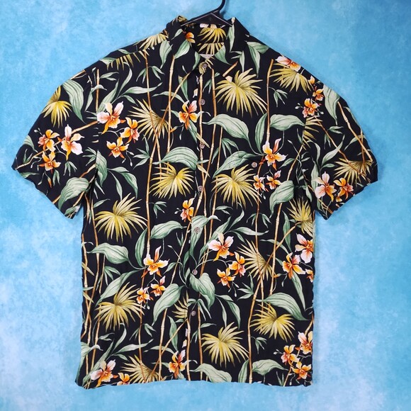 Island Shores Other - Island Shores Men's Floral Hawaiian Shirt, Black/Multicolor, Rayon, Size Medium